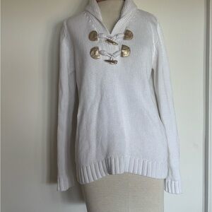 Lilly Pulitzer White Sweater with Gold Details